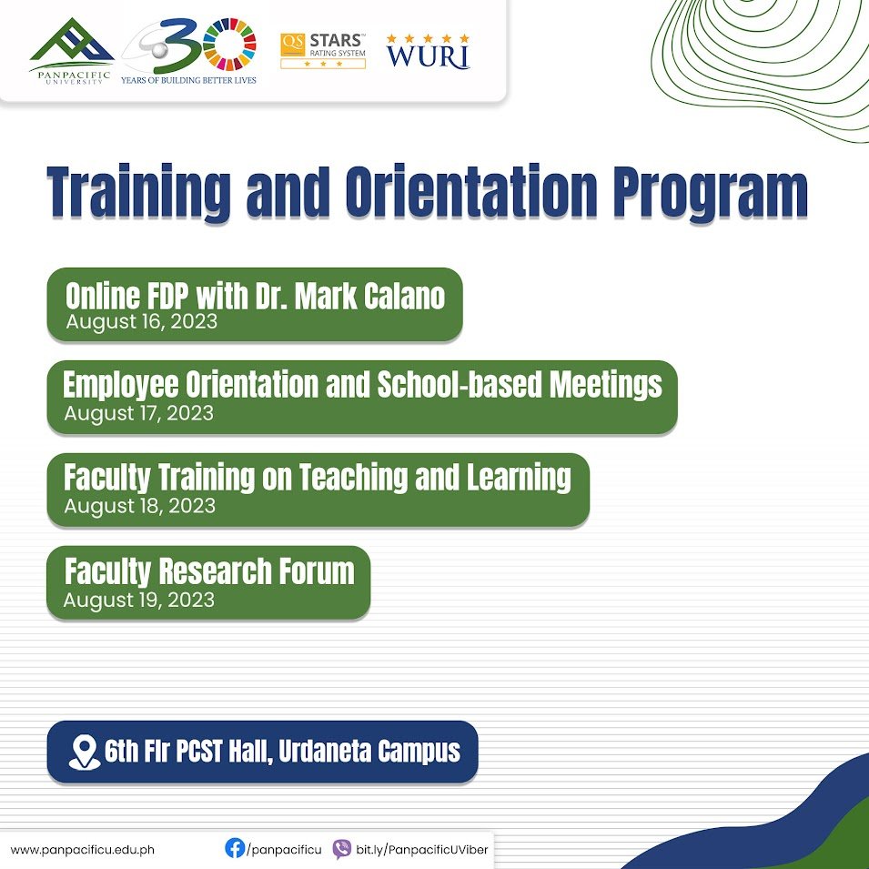 Faculty Development Program — Panpacific University