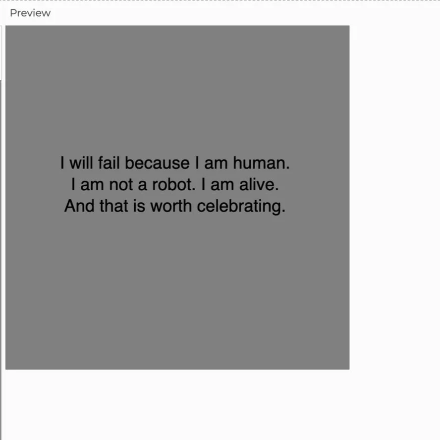 Substitution // The phrase featured above is an excerpt from a live performance written by some of my peers. The program substitutes the nouns and verbs for other random nouns and verbs upon clicking the screen. Some nonsensical, and some almost prof