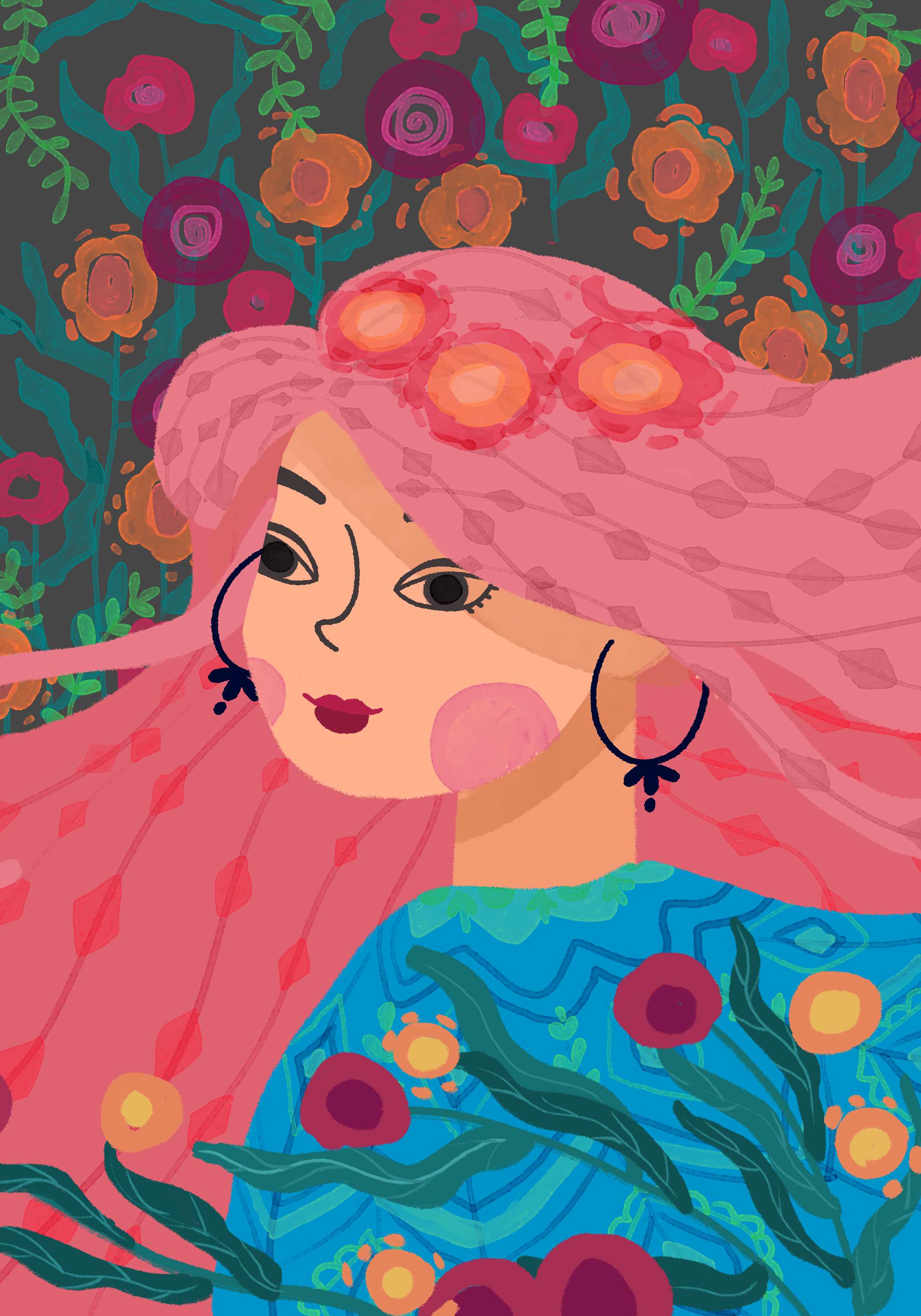 Immerse yourself in the captivating world of "Rainbow Field," where nature's splendor and the spirit of a woman unite in perfect harmony.
