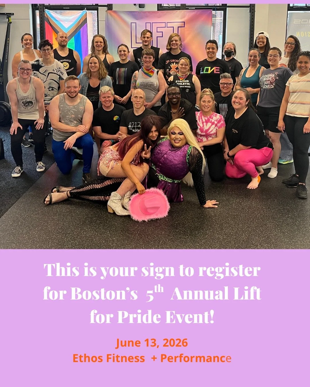 🌈You&rsquo;re invited to the 5th Annual Boston Lift for Pride @ethos_fit on June 13, 2026!

- Have fun
- Lift heavy things
- Celebrate strength, community, and pride.
- Raise critically needed funds for Boston area LQBTQIA+ organizations @masstpc an