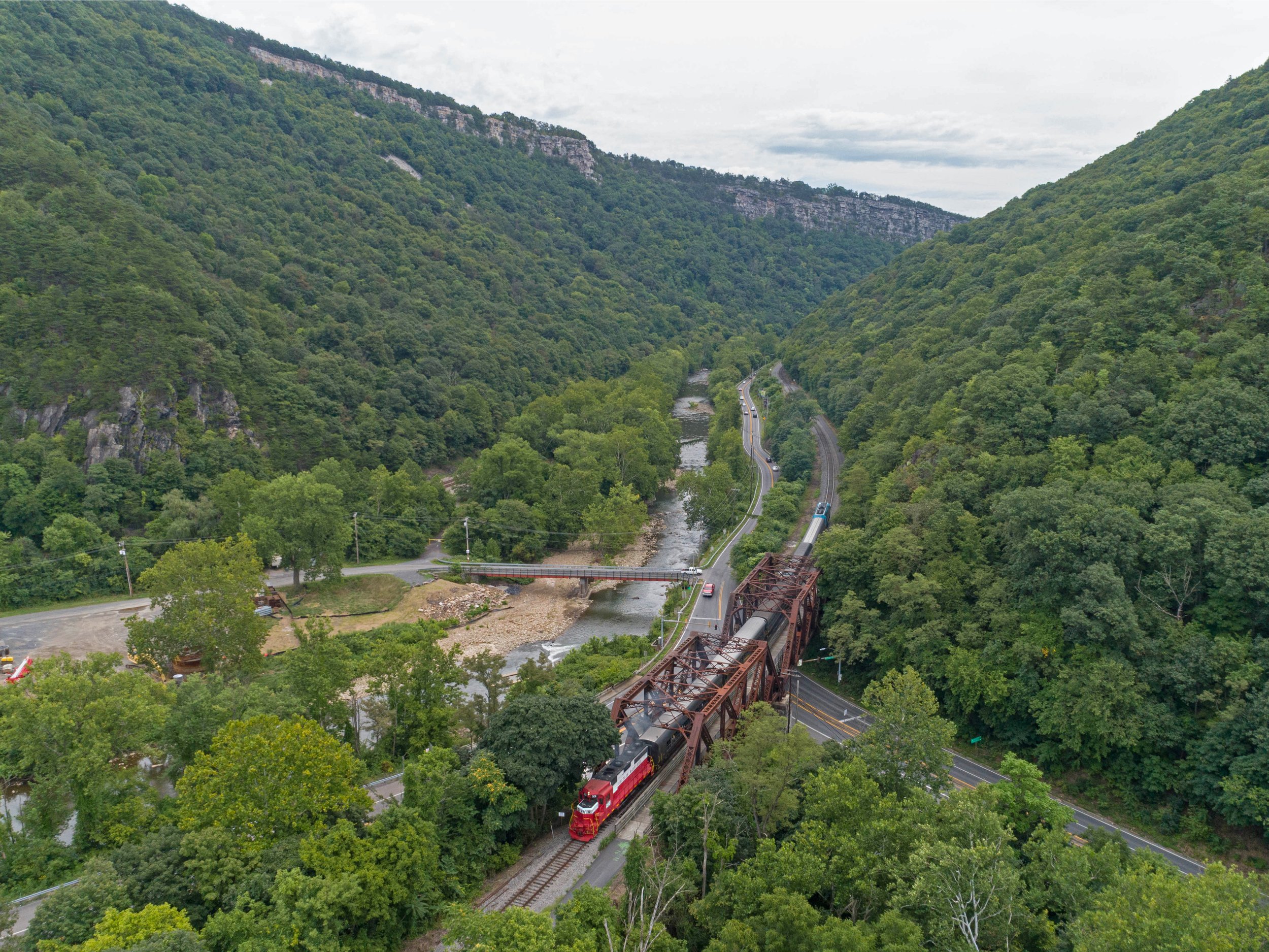 Western Maryland Scenic Railroad locomotive No. 1309 pulls the signature Frostburg Flyer service between Cumberland and Frostburg, Maryland. 