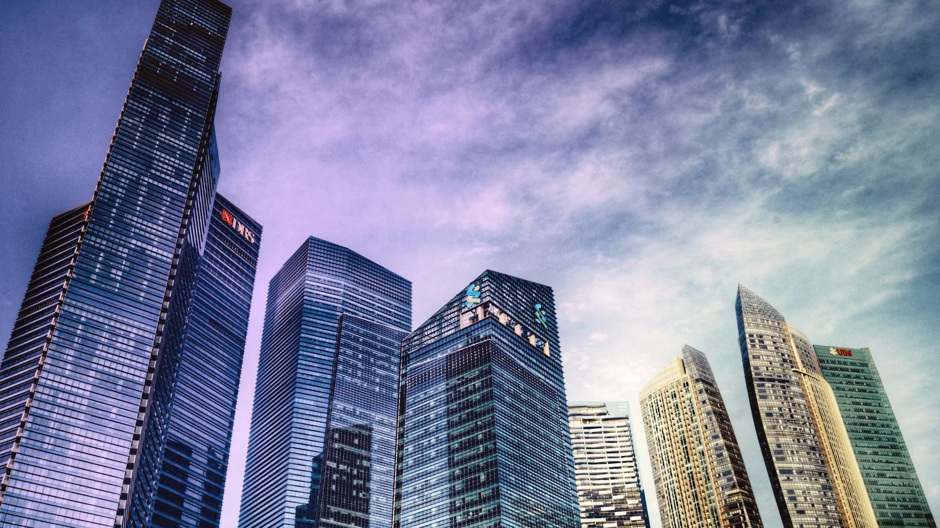 Singapore CBD skyline overcast