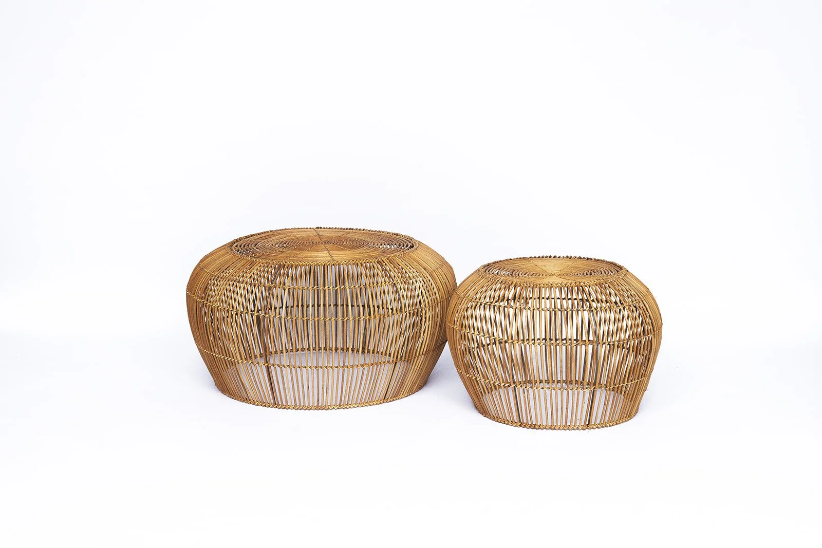 Rattan String Coffee Tables Nest of 2