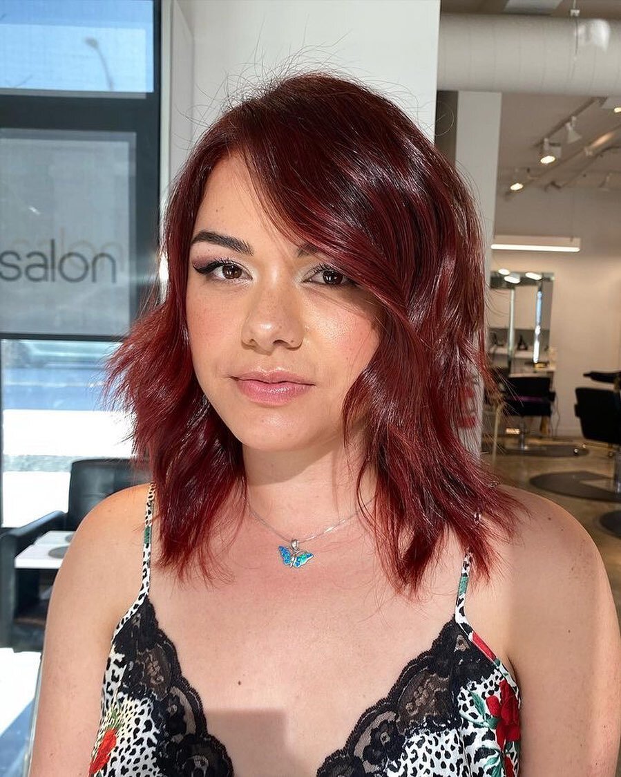 VANESSA 💥 &bull; all over color + cut &bull;

The red girls are finding @meagthestylist &amp; we are totally here for it. Interested in going red? Send us a DM so we can chat about the process.

| to book, click the link in bio or call/text us at 61