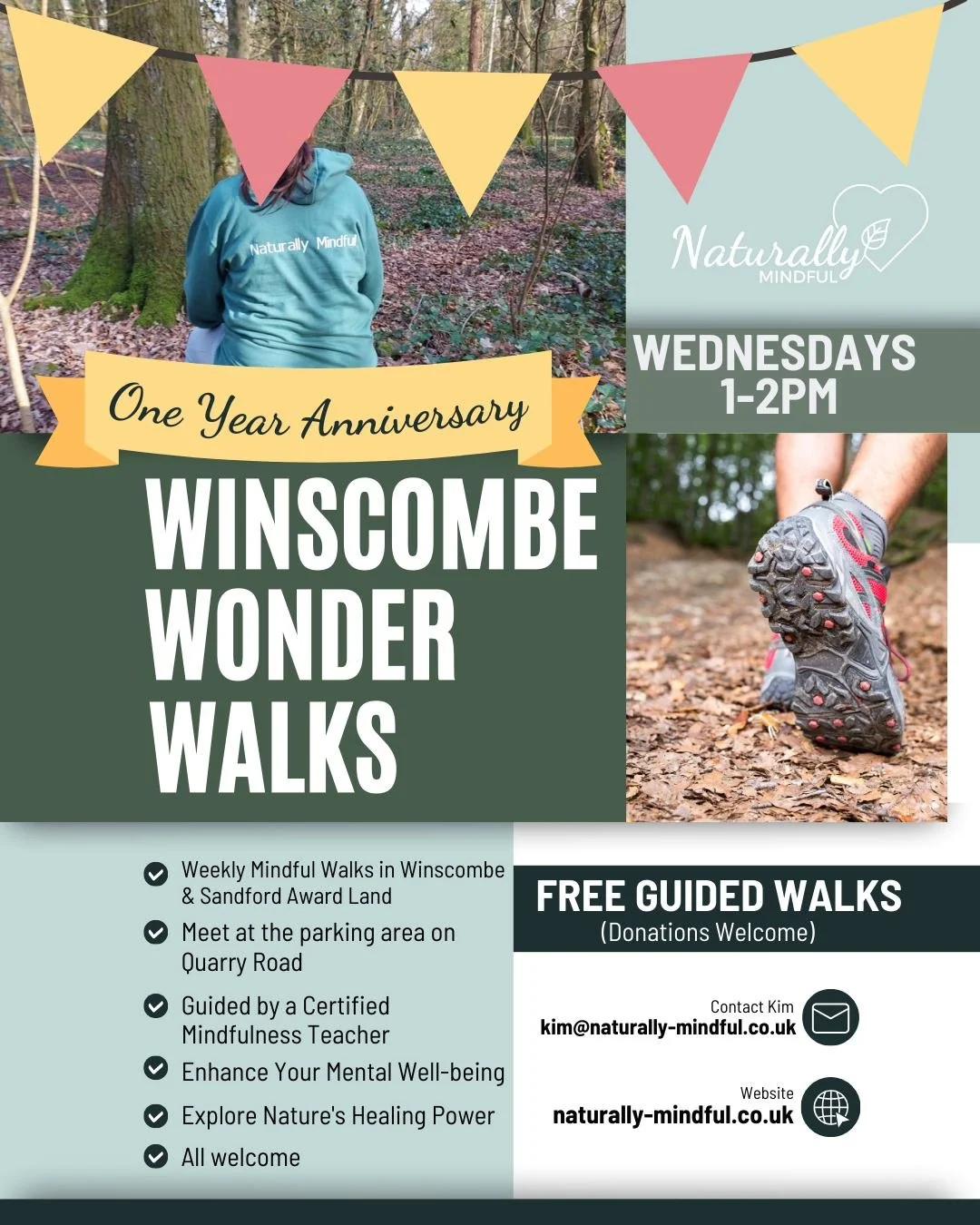 Good Morning All!

Today marks the one year anniversary of starting my free Winscombe Wonder Walks.

In that time I have supported 27 different people, with other 116 individual attendances. The average weekly attendance is 3 people. Whatever the wea