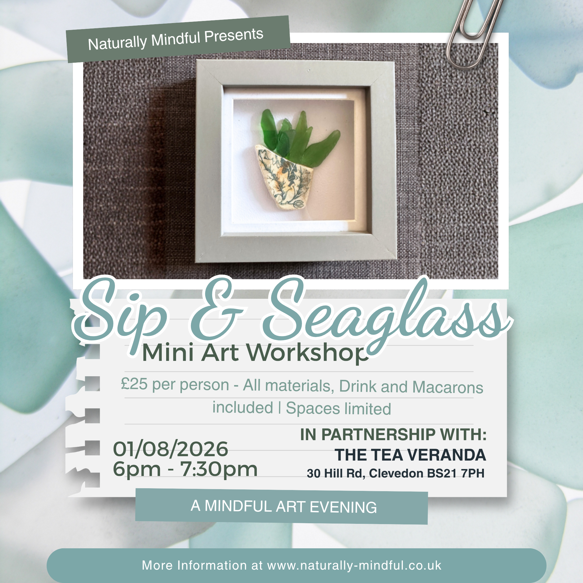 Sip & Sea Glass Mini Art Workshop