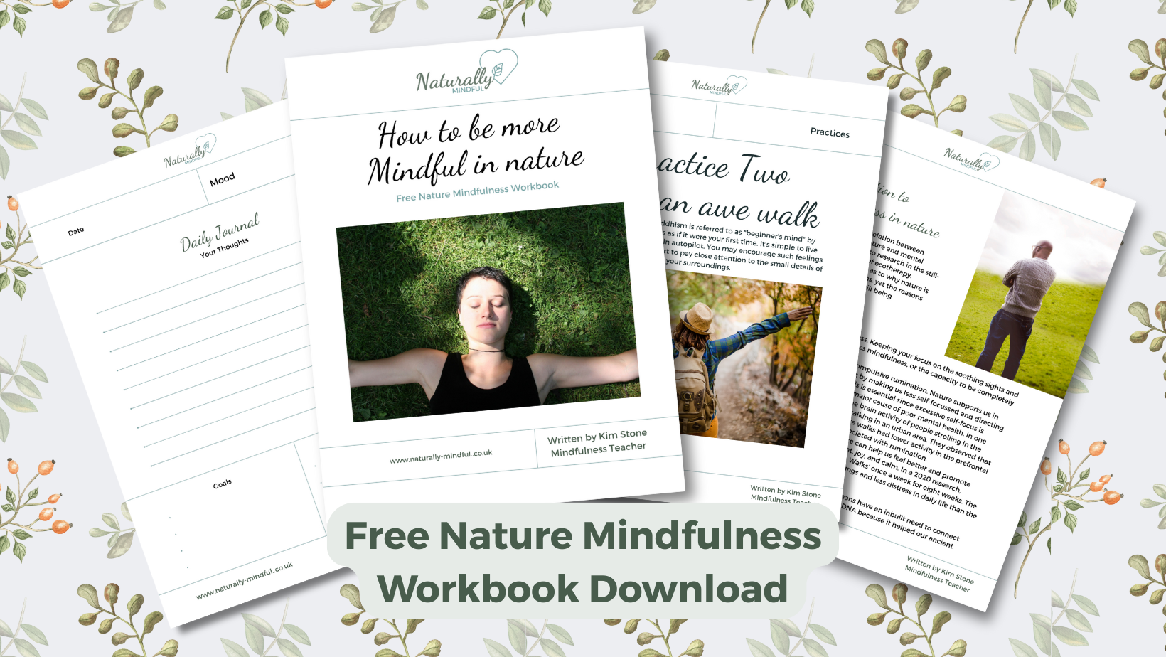 promotional image for a free nature mindfulness workbook series.