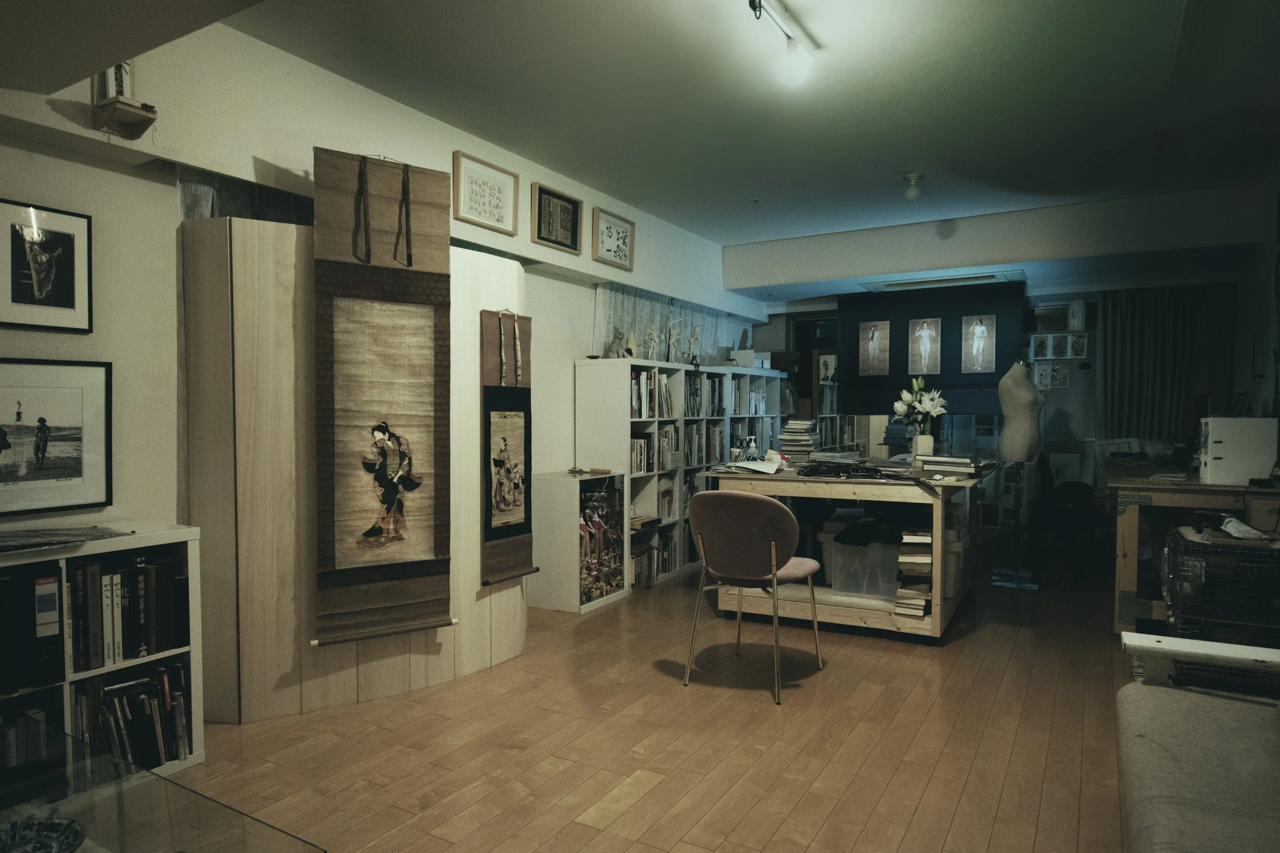 In the studio/office
