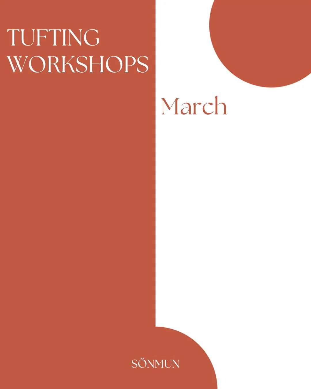 🧶 TUFTING WORKSHOPS 🧶

*March bookings are now open.

In this workshop, participants have the opportunity to create their own tufting project from designing the piece to handling the tufting gun.

The remainder of the process is completed by S&Ouml