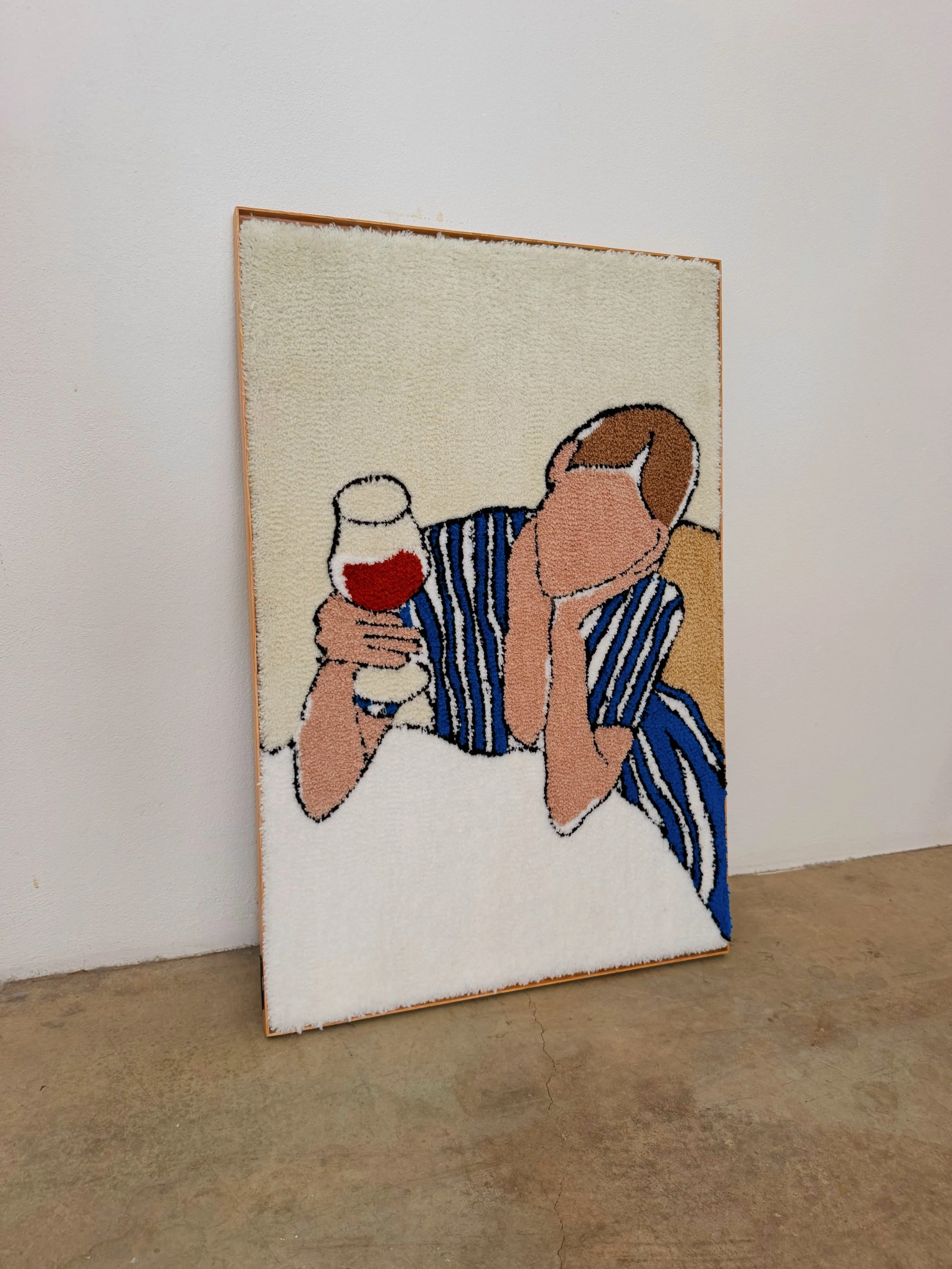 &ldquo;A Quiet Toast&rdquo;, 2026

Dimensions: 60x90cm
Technique: hand-tufting
Materials: wool yarn, french pine wood

-

*For any inquiries regarding this piece feel free to contact us.

#sonmunstudio #handmadeinportugal