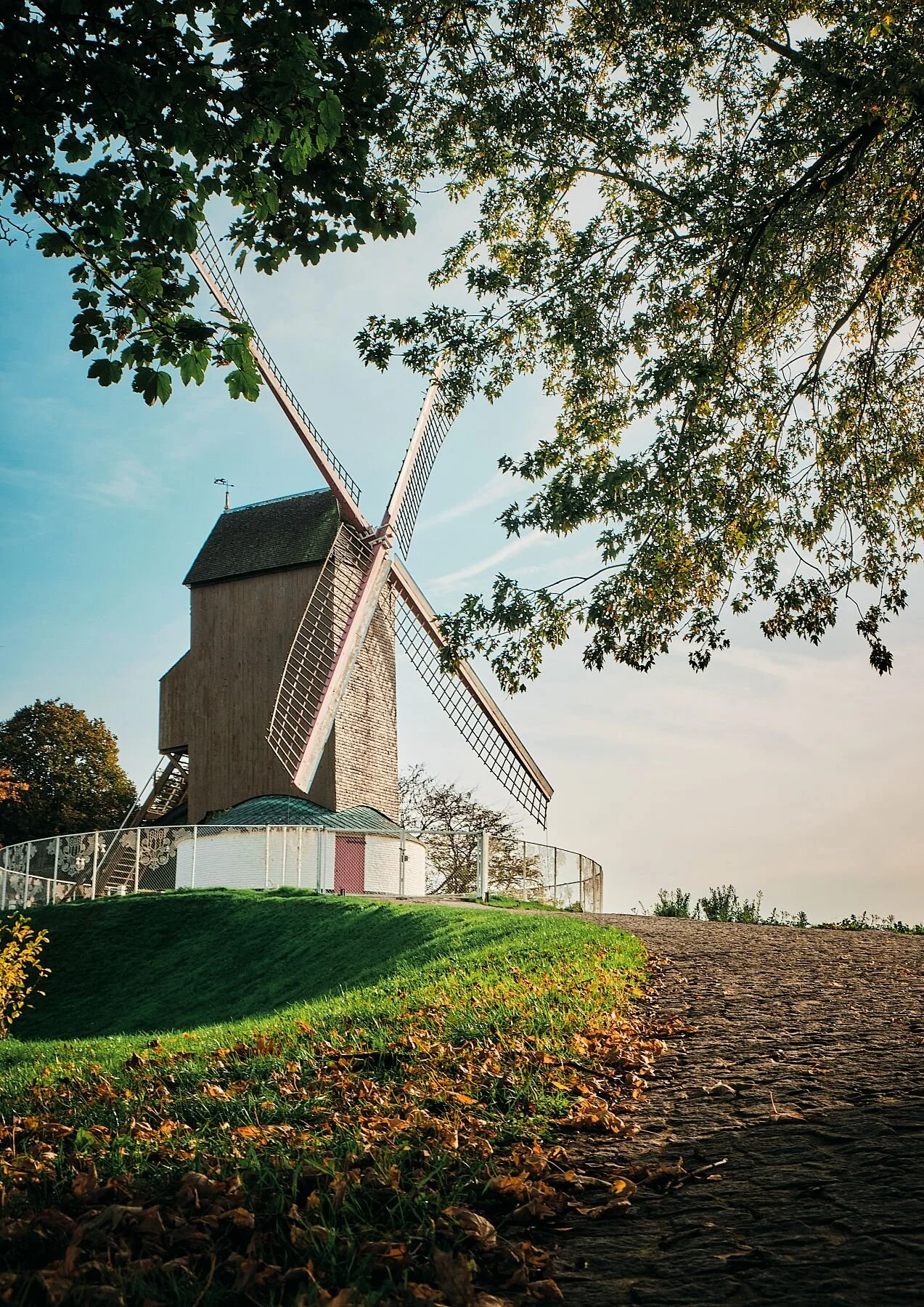 High-quality Photo Print of a windmill in Bruges, Belgium at sunset in autumn
