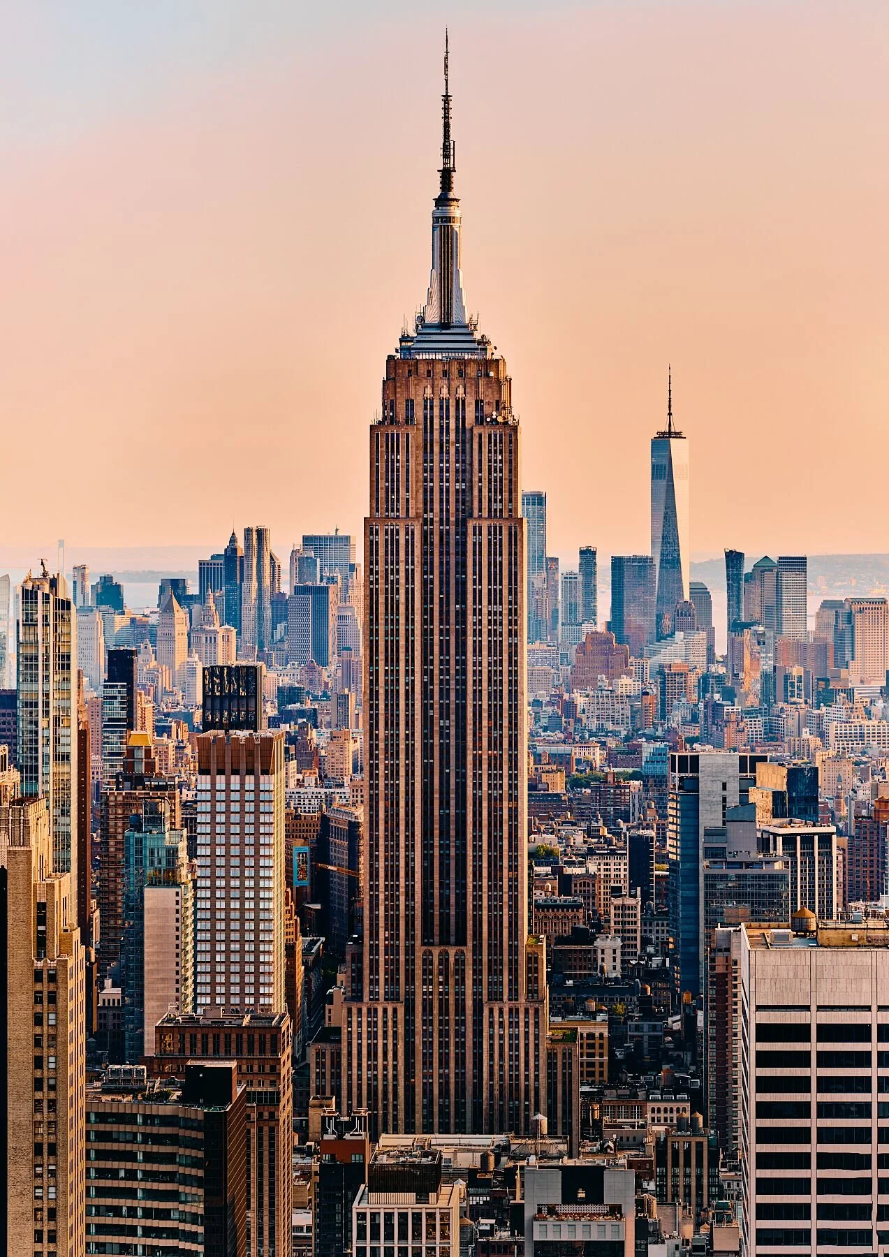 Photo Print of the Empire State Building in Manhattan during sunset overlooking downtown New York