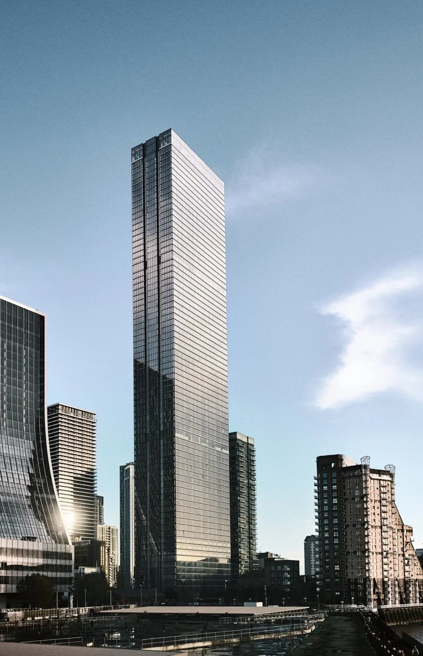Modern skyscrapers under a clear blue sky