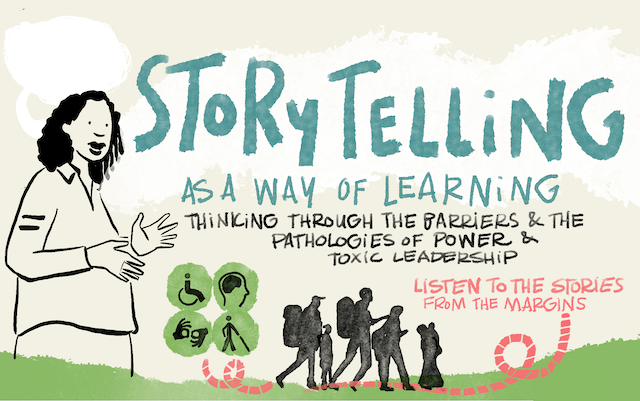 Colorful watercolor image depicting Outcome 2 of the Collective Wellbeing Project: Storytelling As A Way of Learning