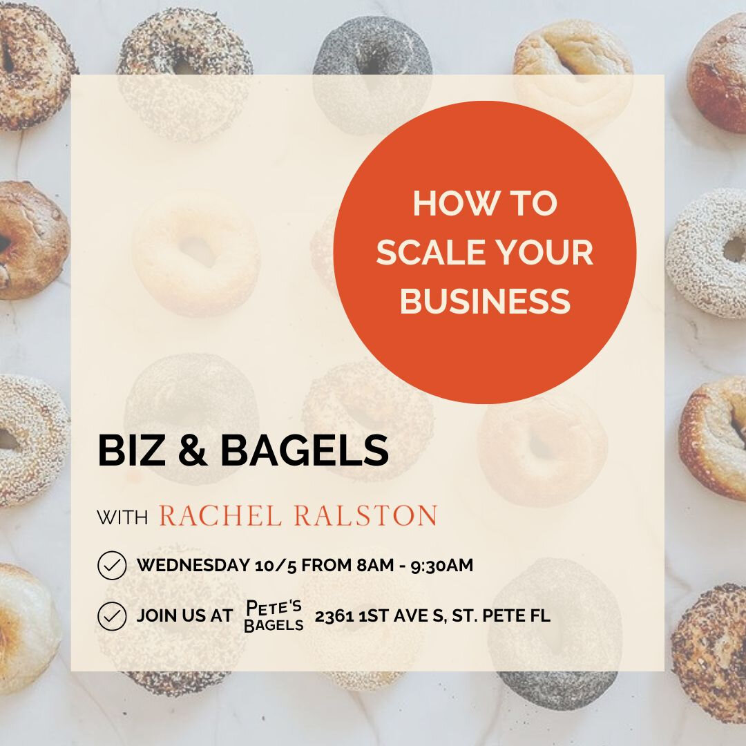 HEY ST. PETE! I could not be more excited to launch my first event at @petes_general on Oct 5th!  Biz &amp; Bagels will be a monthly series of workshops designed to support the creative business community local to St. Pete / Tampa and will cover a wi