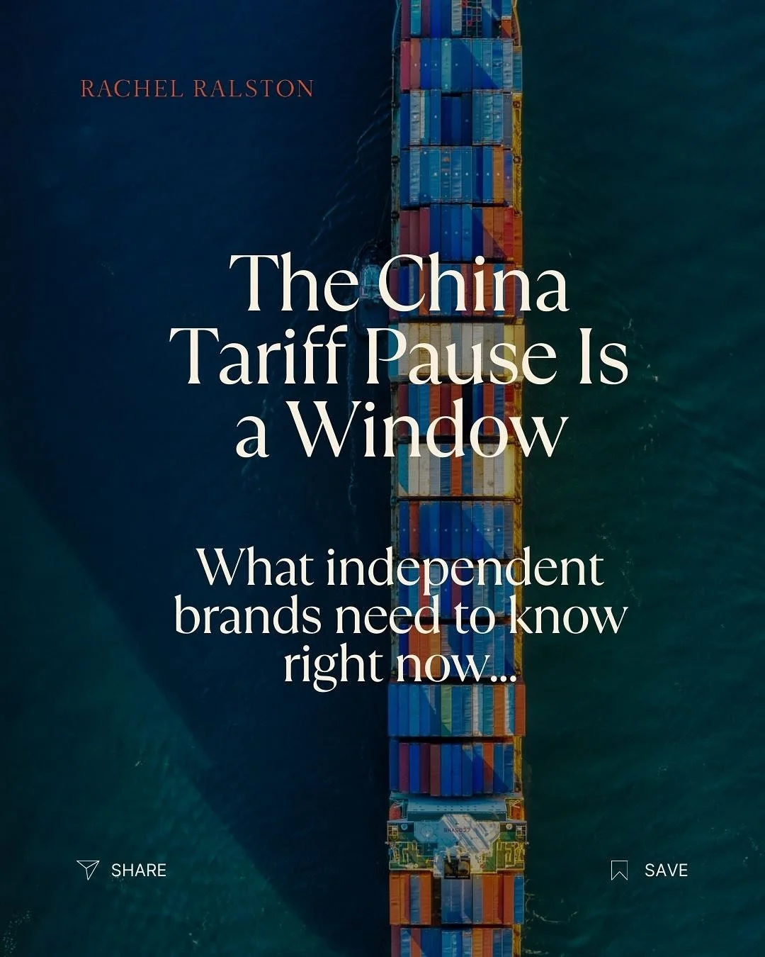 (I know&hellip; heavy for a Friday afternoon. But it&rsquo;s been on my mind this week and felt worth sharing.)

*The China Tariff Pause Isn&rsquo;t a Free Pass*

The 145% tariff hike on Chinese imports?
Paused&mdash;for now.
Duties are temporarily b