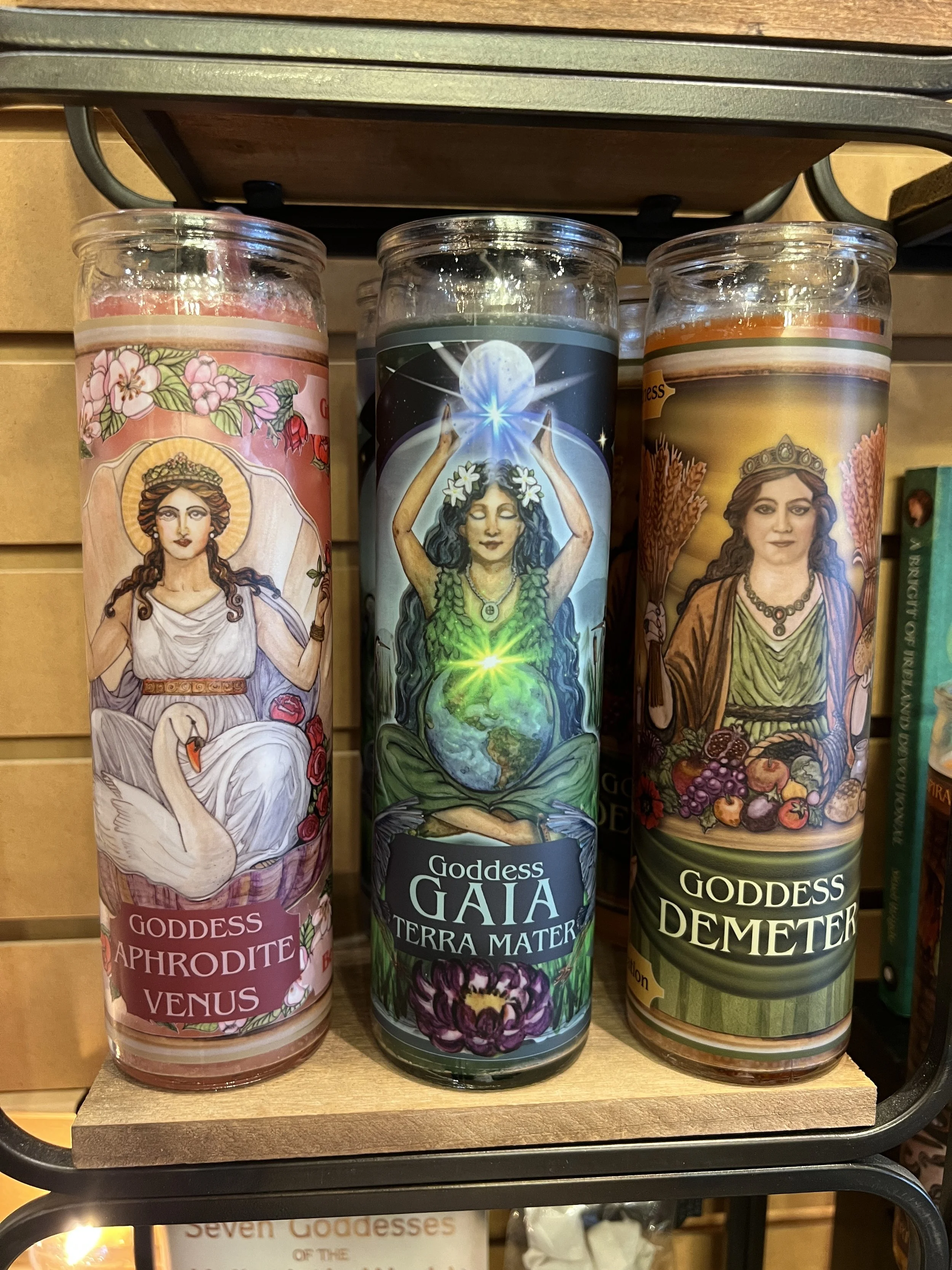 Aphrodite Gaia Demeter Candles Displayed.JPG