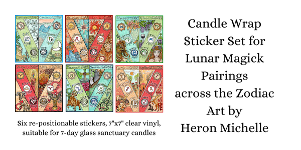 6 Sticker Set - Lunar Pairing Candle Stickers by Heron Michelle