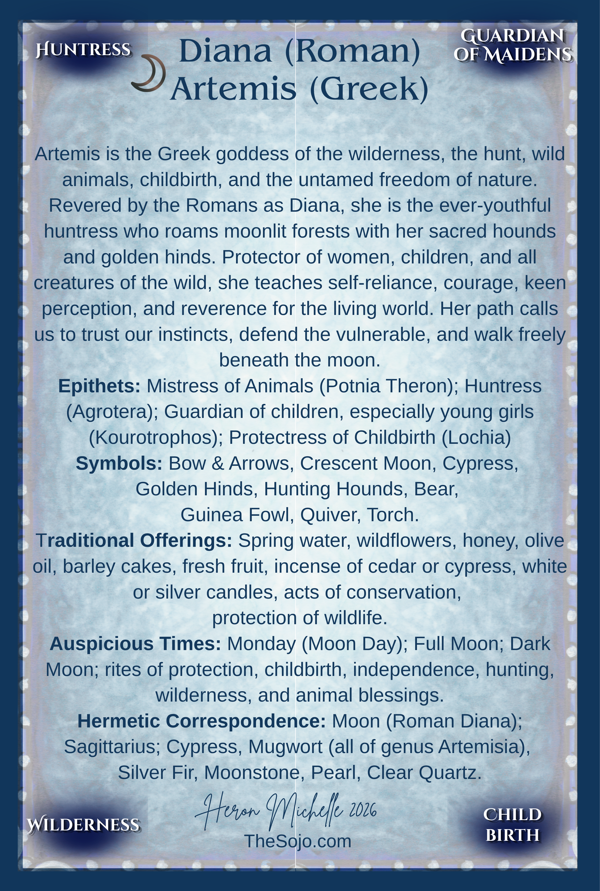 Goddess Diana Artemis Altar Card Back.png
