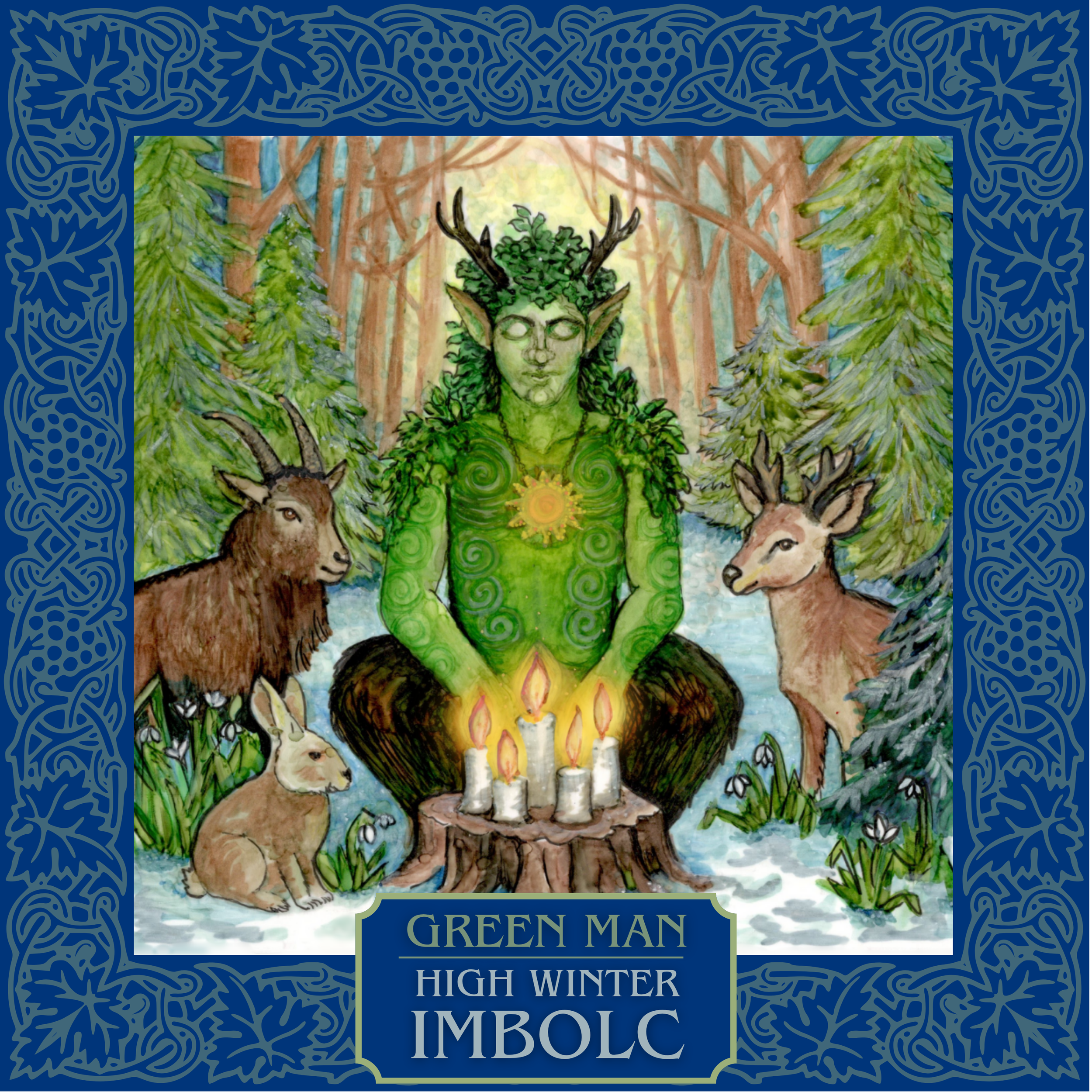 Green Lad Imbolc Candle Sticker