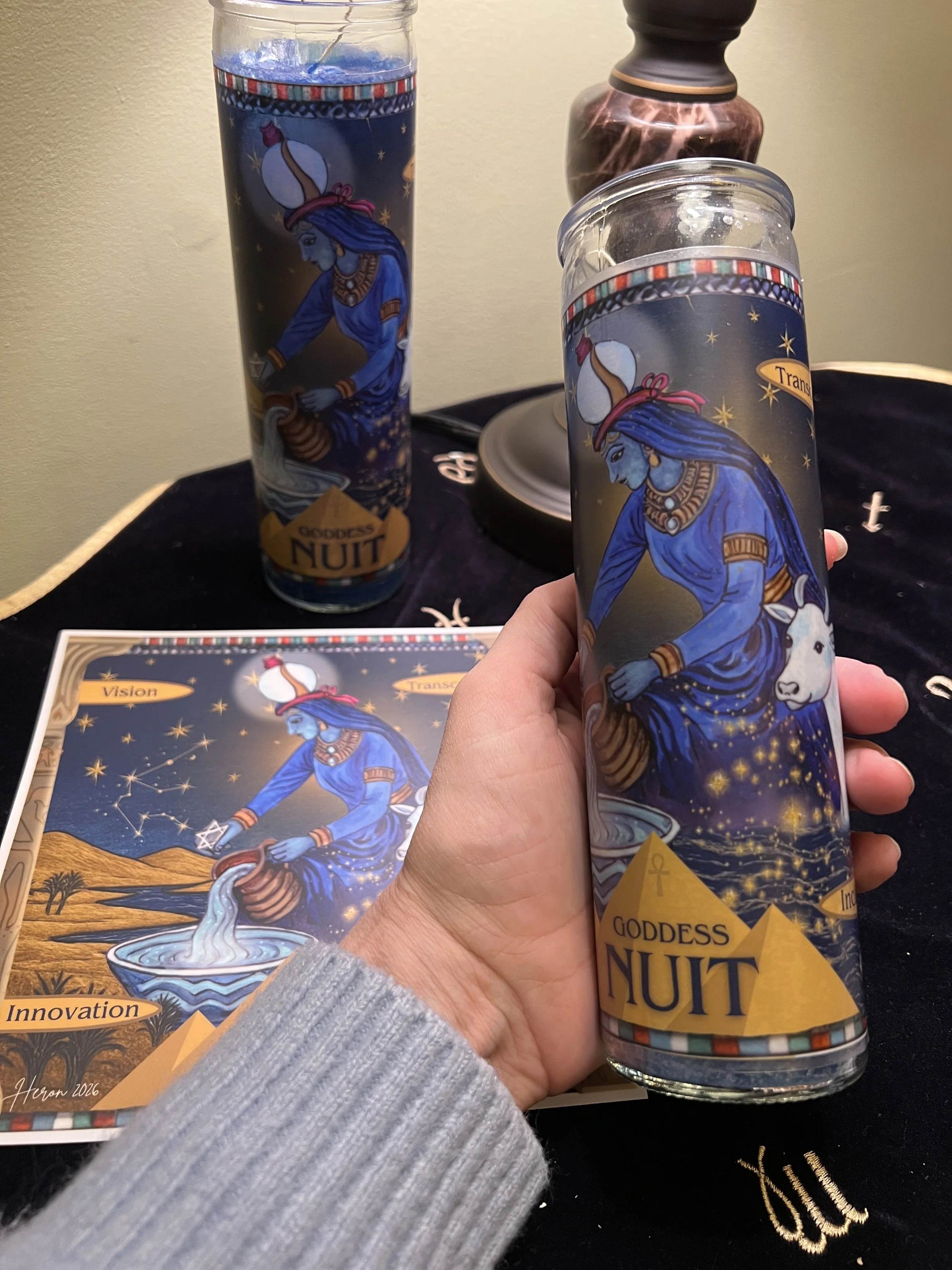 Goddess Nuit Candle and Sticker.JPG