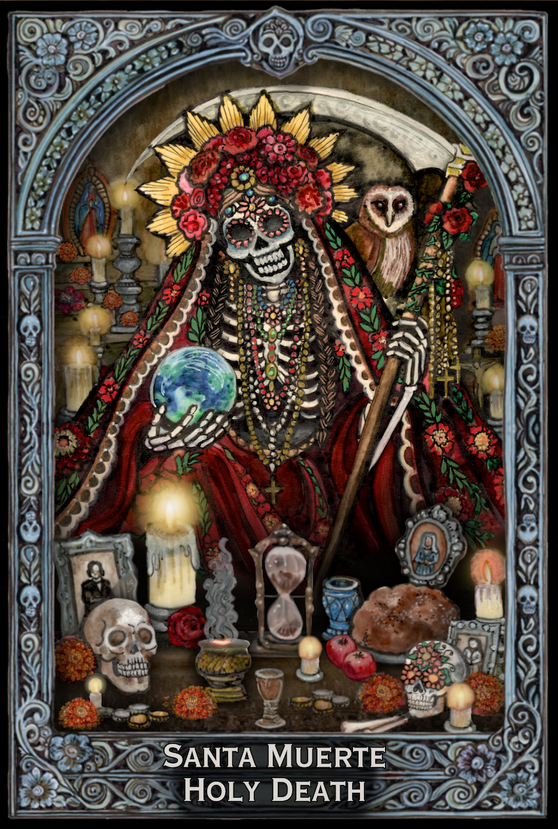 Santa Muerte Holy Death Altar Card 4”x6”