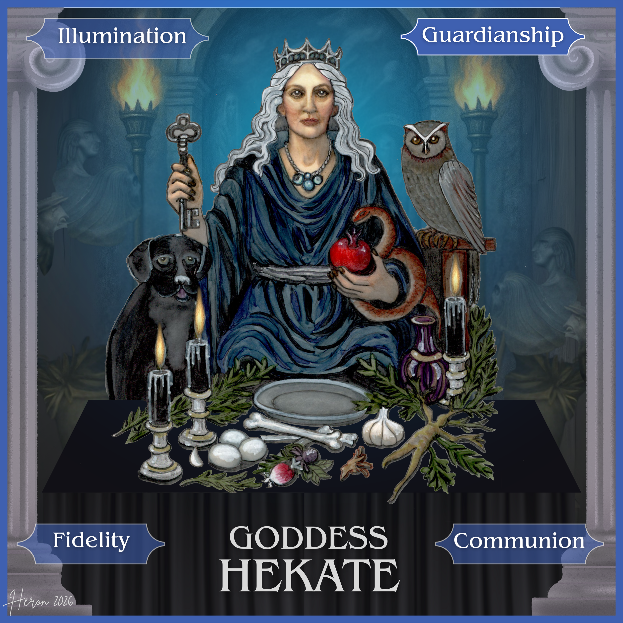 Hekate's Underworld Feast Candle Sticker