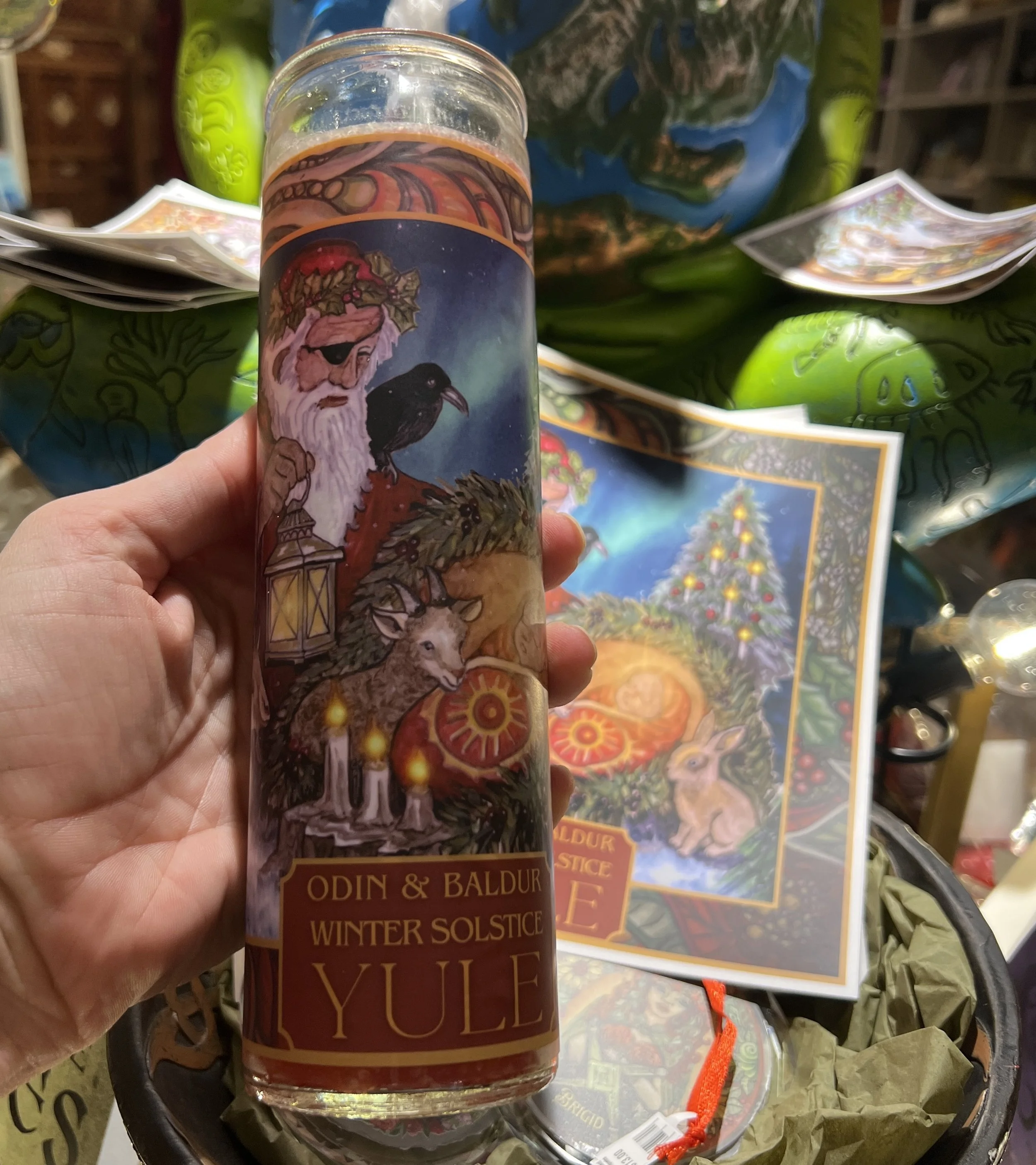 Yule Odin Baldur Candle Displayed.JPG