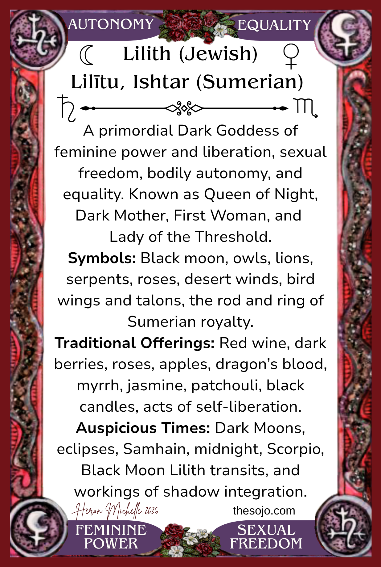 Goddess Lilith Postcard Back.png