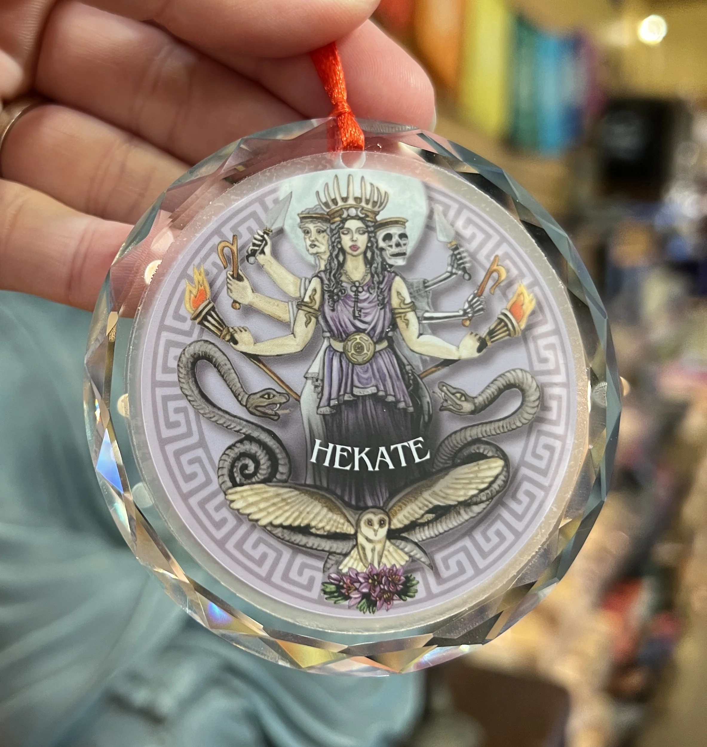 Crystal Ornament Light Catcher - Hekate Triformis, Pentacle