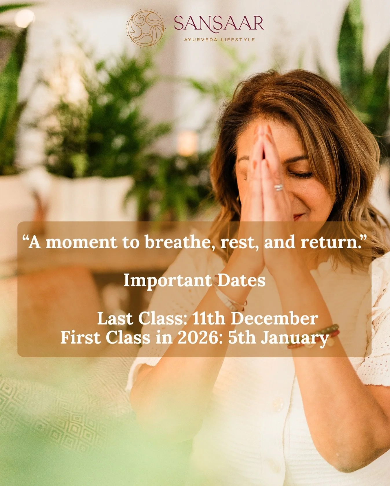 🧘&zwj;♀️✨ A Gentle Pause Ahead ✨🧘&zwj;♀️

As the year begins to wind down, I wanted to share our festive break dates so you can plan your practice with ease.

All classes, whether you join me for Mindful Movement or Yoga Flow, will pause after Thur