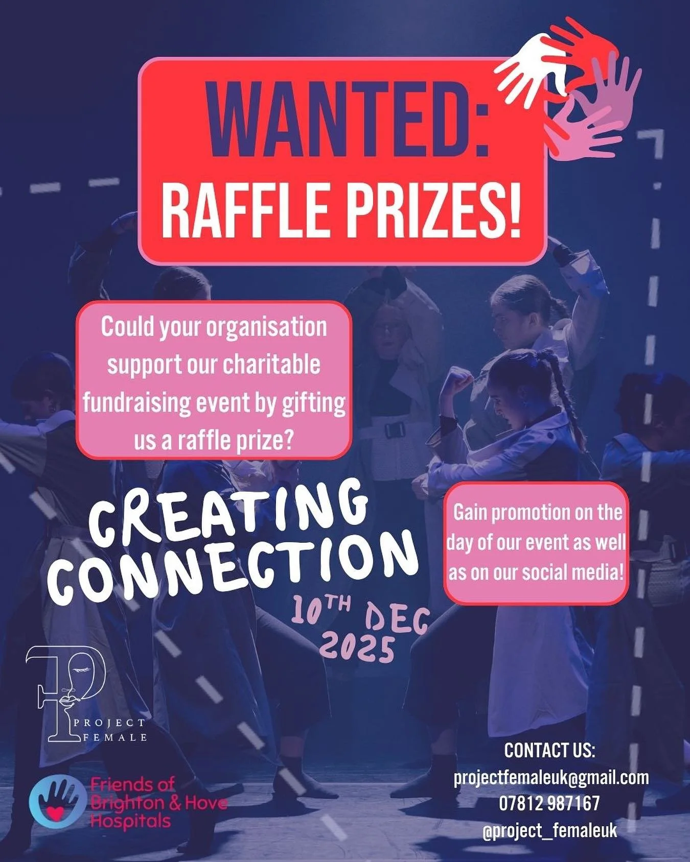 ✨ We’re hosting a fundraising event — and we need your support! 🫶
Could your organisation help us make a difference by donating a raffle prize for our upcoming charitable fundraising event - Creating Connection?💜❤️
Whether it’s