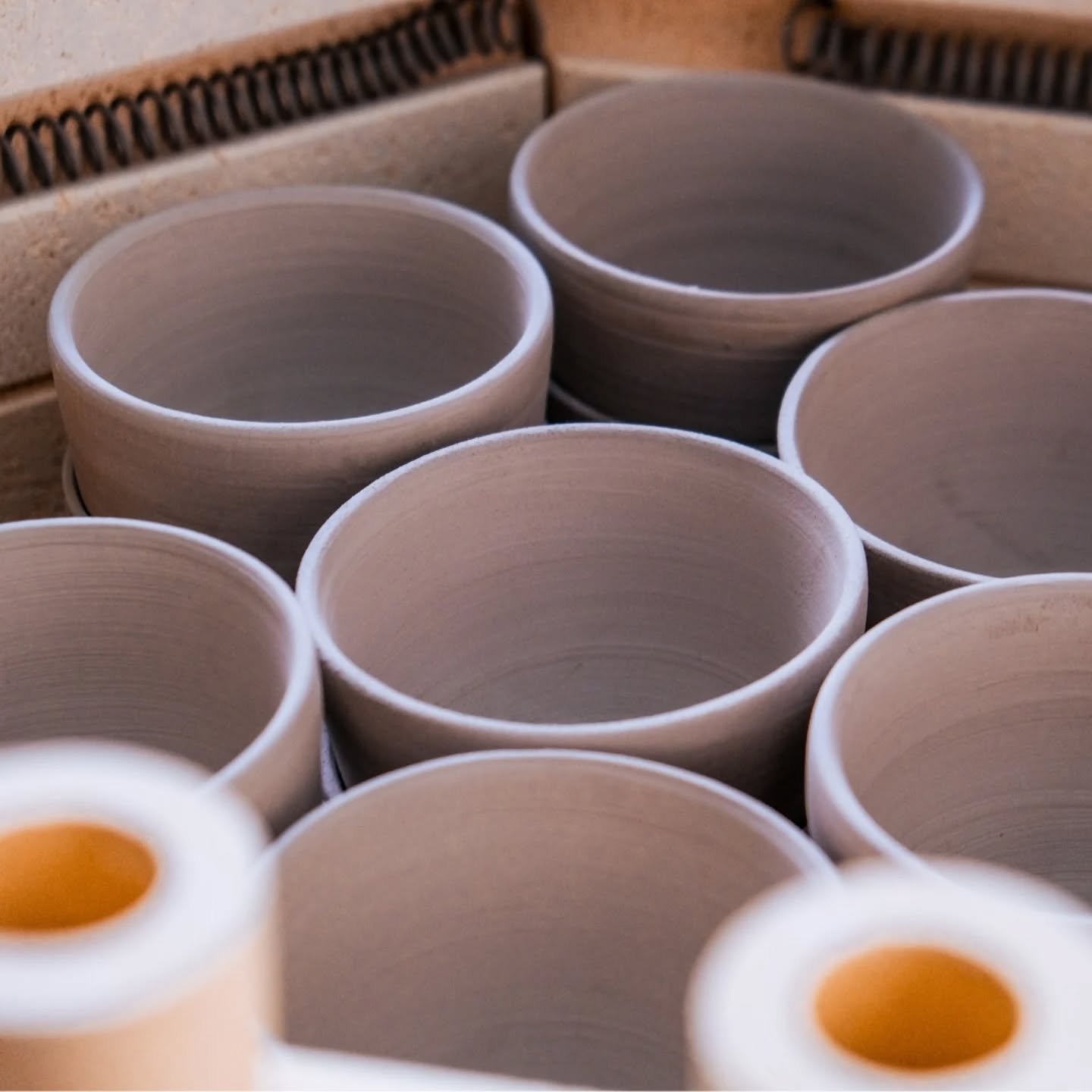 I think one of the best and worst things about pottery is the amount of time everything takes. All pots (my work, regular students' work, and taster students' work) go through two complete firings. So in total, they are in the kiln for five days stra