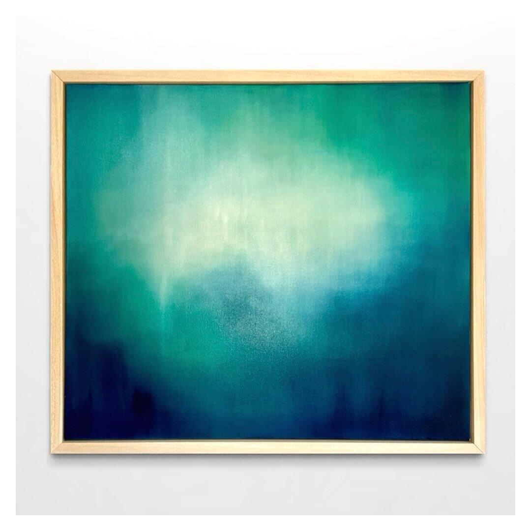 The Hush
Oil on deep canvas. 70 x 60cm

I love this colour palette! Deep Prussian blues with hints of teal, and of course obligatory white for hints of light cutting through the depths.
This piece was recently described as &lsquo;it makes me want to 