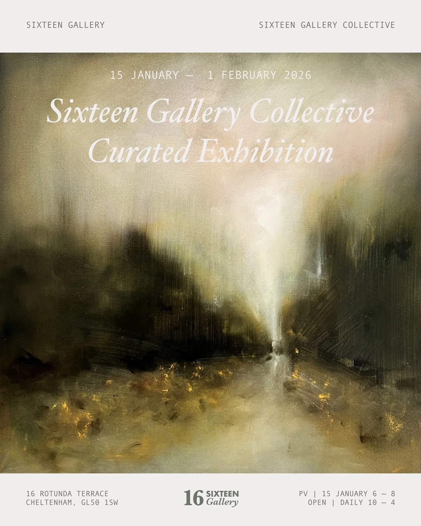 Delighted with my first exhibition appearance of the New Year showing alongside other members in Cheltenham. Sixteen Gallery Collective Curated Exhibition 2026 opens January 15 until February 01 &ndash; Sixteen Gallery, Cheltenham. 'Yellow kisses to 