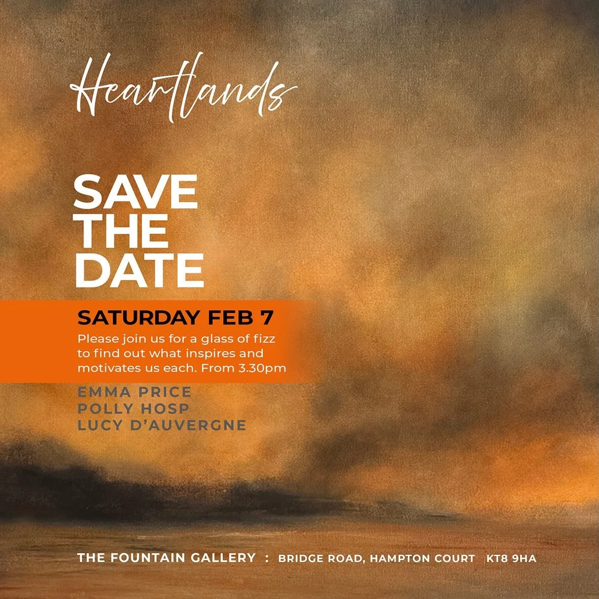 ** Mark your diaries&hellip; 
In just over three weeks, our &lsquo;Heartlands&rsquo; exhibition opens &ndash; A celebration of wild animals, untamed landscapes and the spirit of nature. 

And we would love you join us Saturday February 7 from 3.30-5p