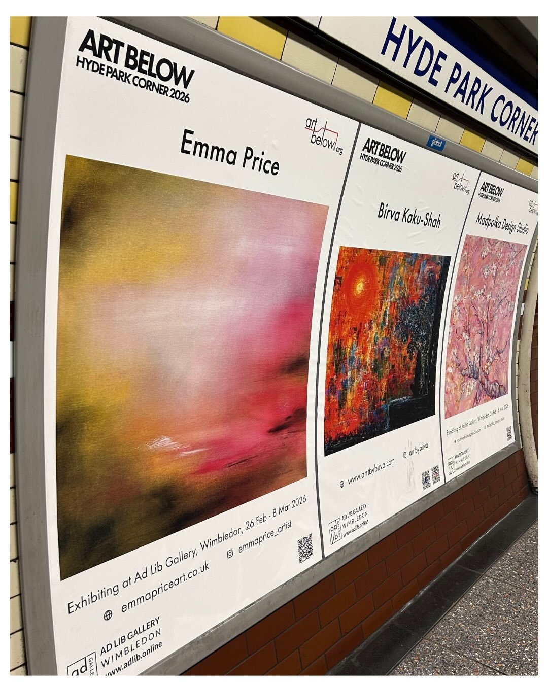I&rsquo;m delighted to have three (or four, one&rsquo;s a diptych!) pieces showing with @adlibgallery in the village in Wimbledon ~ plus a big tube poster at Hyde Park Corner, which as we&rsquo;ve been away I haven&rsquo;t managed to get my noggin&rs