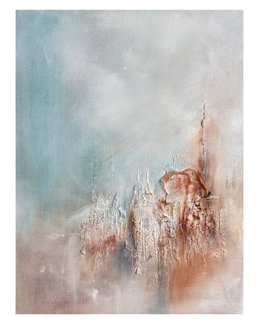 Work in progress&hellip; 
Part of a small series of works exploring texture, something quite new for me- and the ethereal sense of being up in, and amongst, the clouds. Inspiration drawn from being in the Dolomites and Tre Cime, Italy 
Acrylic and oi