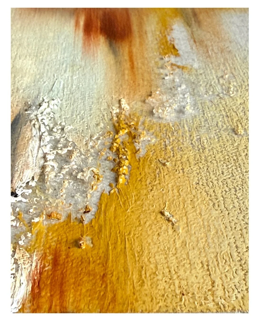 I definitely painted outside of my comfort zone with this one&hellip;
1. I used clear, gritty texture paste (let&rsquo;s face it, my canvas&rsquo; are usually as smooth as a baby&rsquo;s butt)
2. I&rsquo;ve left the raw linen showing and used it as n