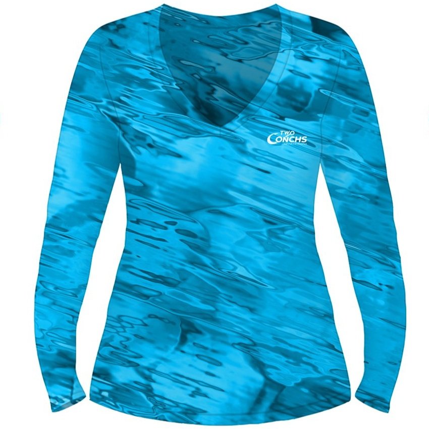 Blue Water - V-neck - Performance Long Sleeve — Two Conchs Gear