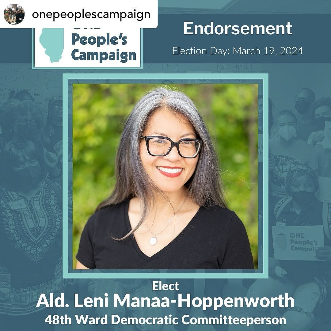 Thank you so much for this endorsement, @onepeoplescampaign! 🎉 I look forward to continuing to do good work together! 🩵

&mdash;&mdash;&mdash;

Reposted from @onepeoplescampaign: 
This Election Day, ONE People&rsquo;s Campaign endorses Alderwoman @