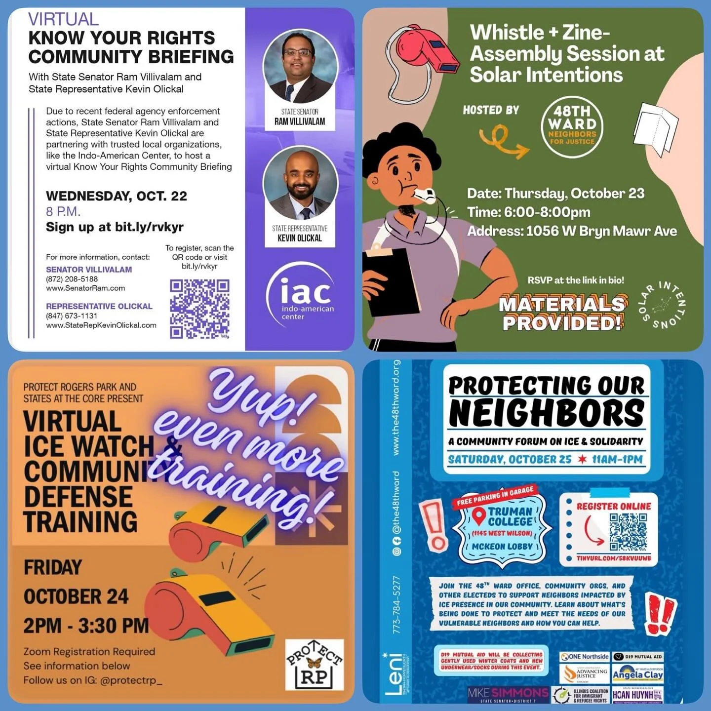 Looking for a way to take action and help protect our neighbors? Join one of these events this week and get involved (swipe to see more details about each event) 
➡️ Weds, Oct 22 at 8pm with @staterepkevinolickal and @ramvillivalam 
➡️ Thurs, Oct 2