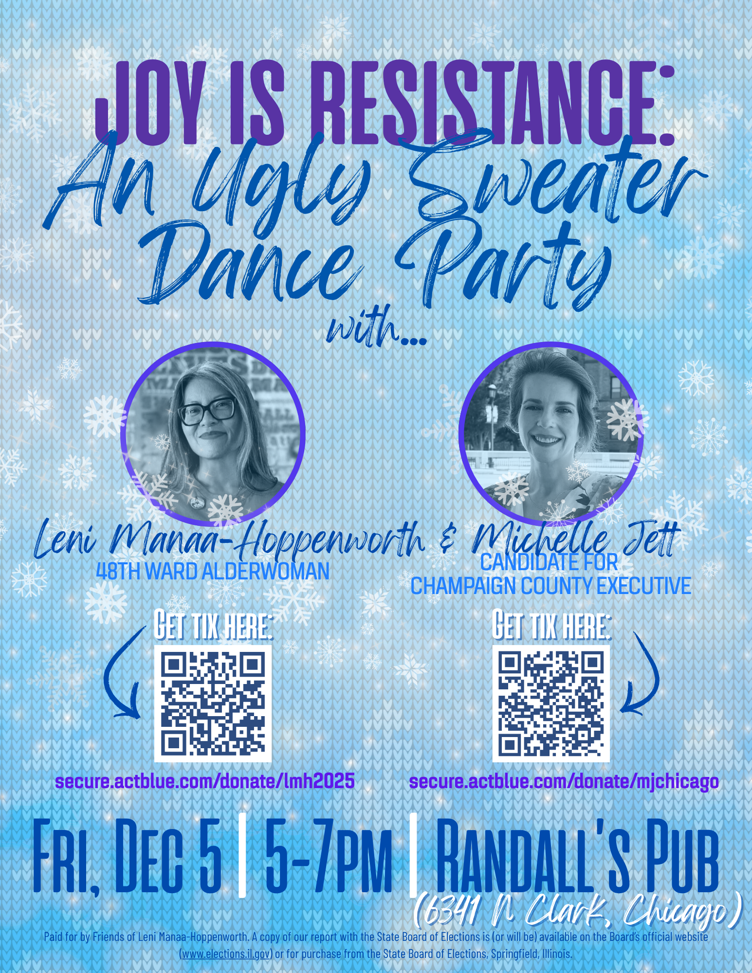 Flyer with party information in blog post and pictures of Leni and Michelle