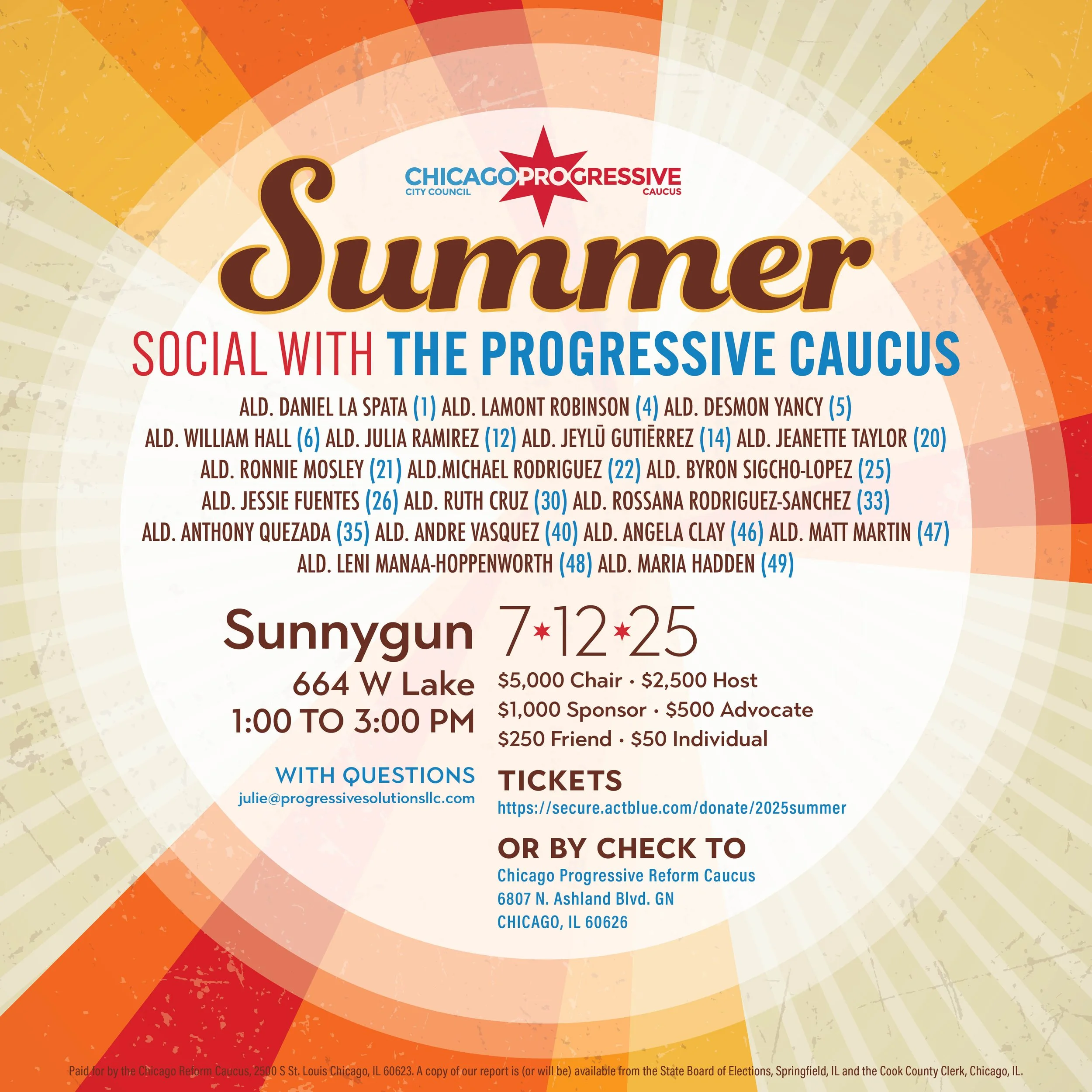 July 12: Progressive Caucus Summer Social