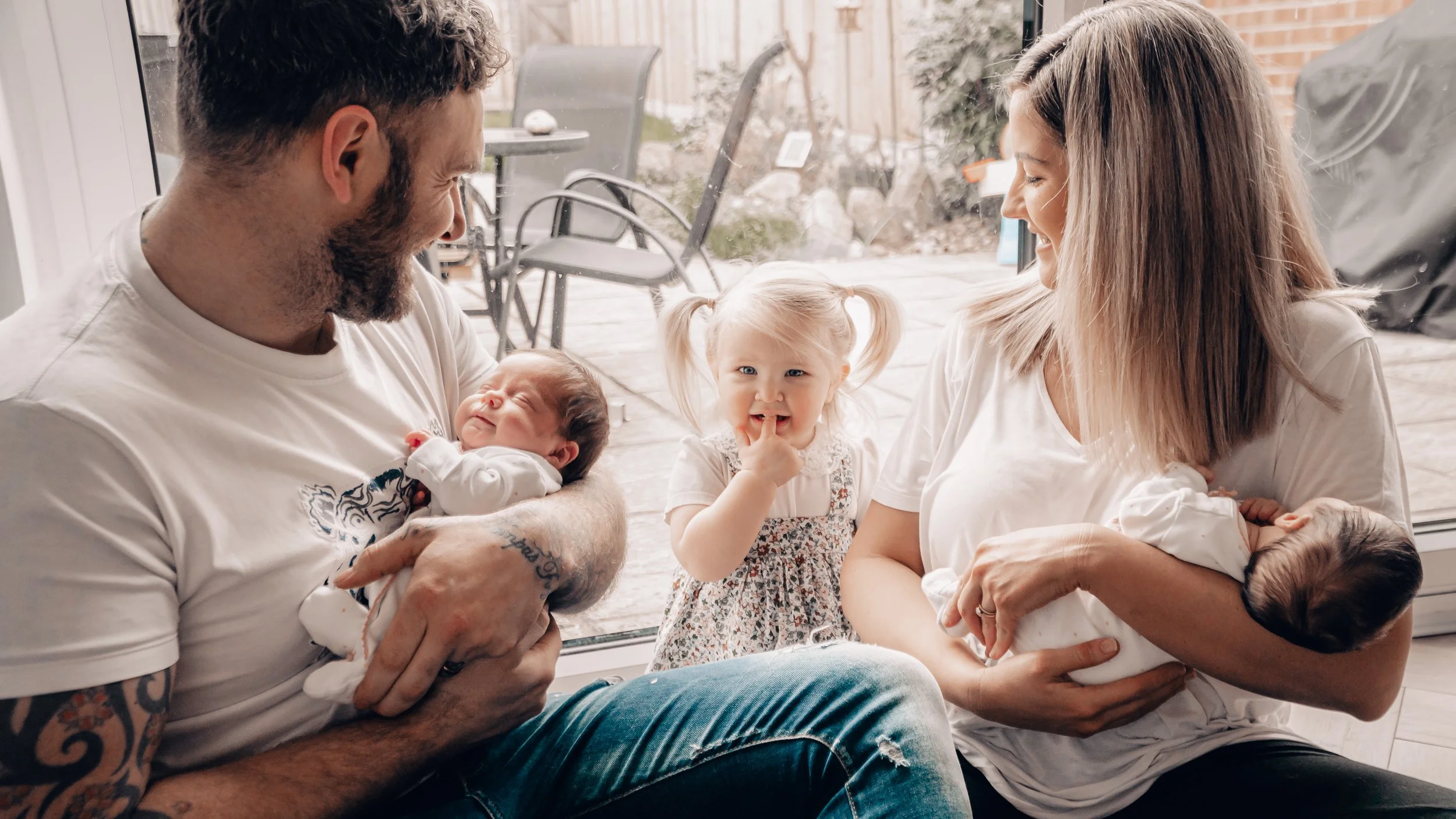 Family indoor photoshoot, neutral color theme, beautiful and happy, Hampshire, West Sussex