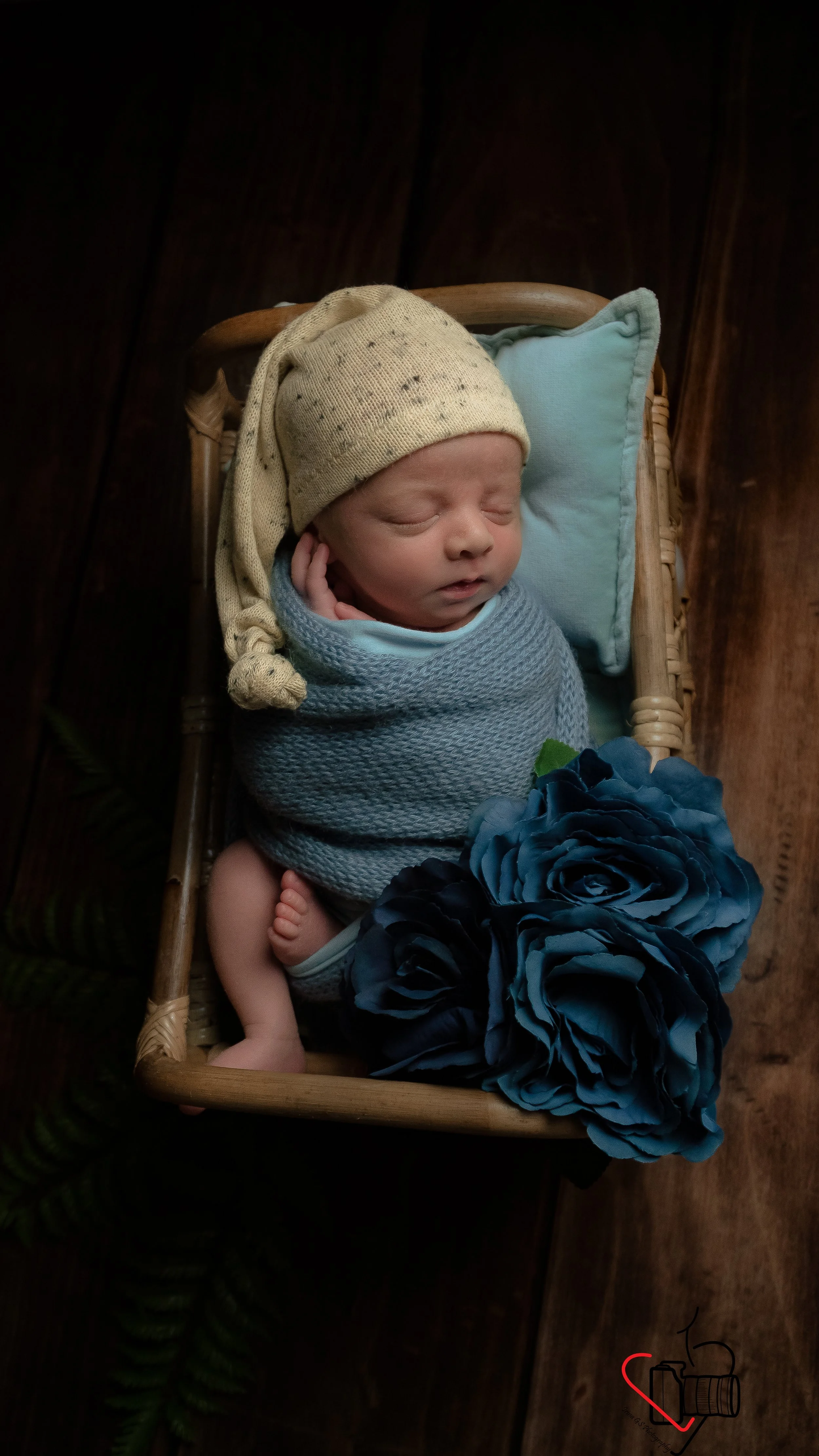 baby boy photoshoot at home blue color theme, Hampshire and West Sussex, UK