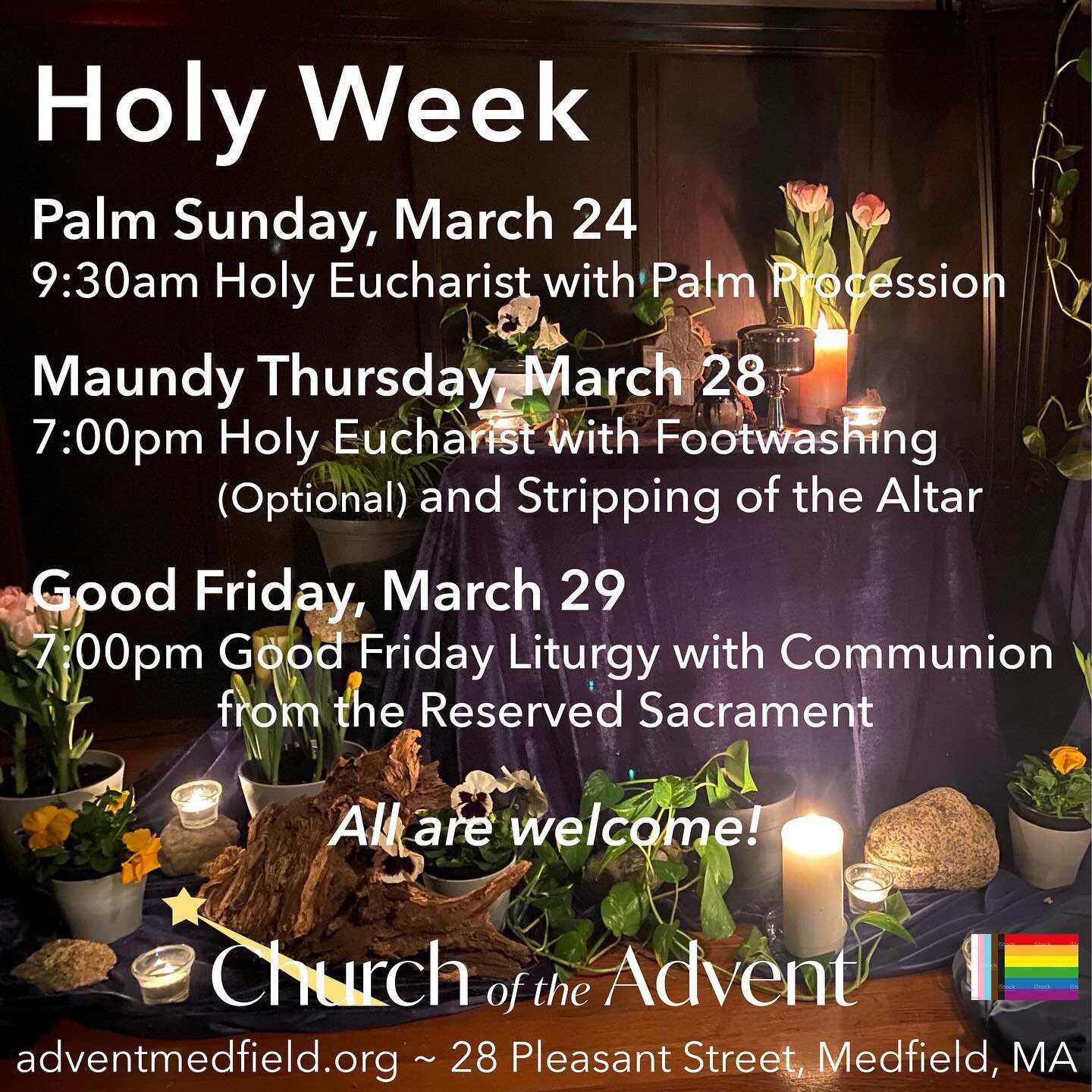 All are welcome to join us for Holy Week and Easter worship #adventmedfield #episcopalchurch #holyweekworship #easter #medfieldma #allarewelcome #allareloved #diomass