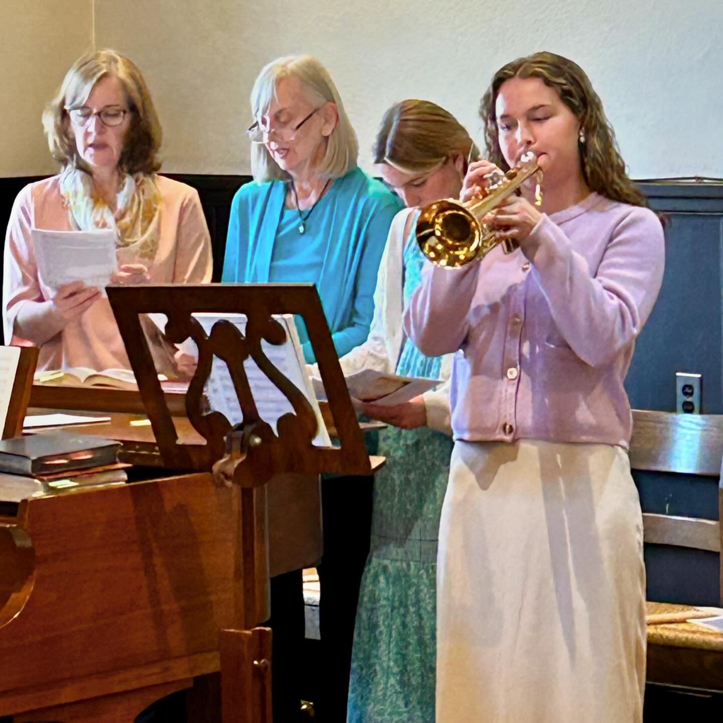 Easter Sunday at Church of the Advent: a full and joyful service with music from the choir, trumpet, and handbells; gorgeous flowers and colors; youth leading worship, in the aisle (narrowed by folding chairs), and helping Rev. Lynn bless water after