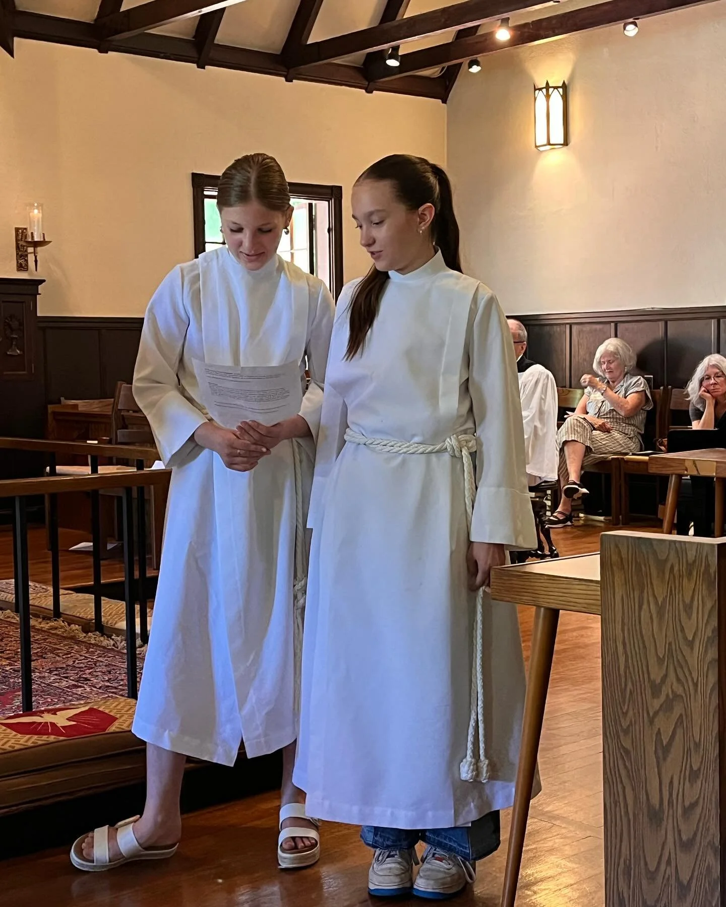 On Sunday we commissioned 2 new Senior Acolytes. Congratulations to E and C! We are so grateful for their faithful witness and ministry over the last few years and look forward to the ways they will guide new acolytes. 

Loving God, bless these acoly
