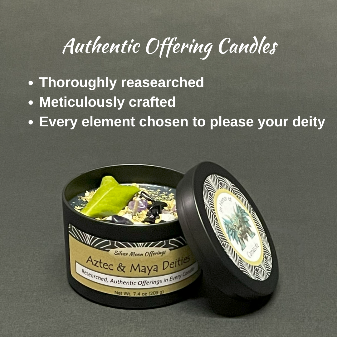 Quetzalcoatl Aztec god ritual offering candle — Silver Moon Offerings